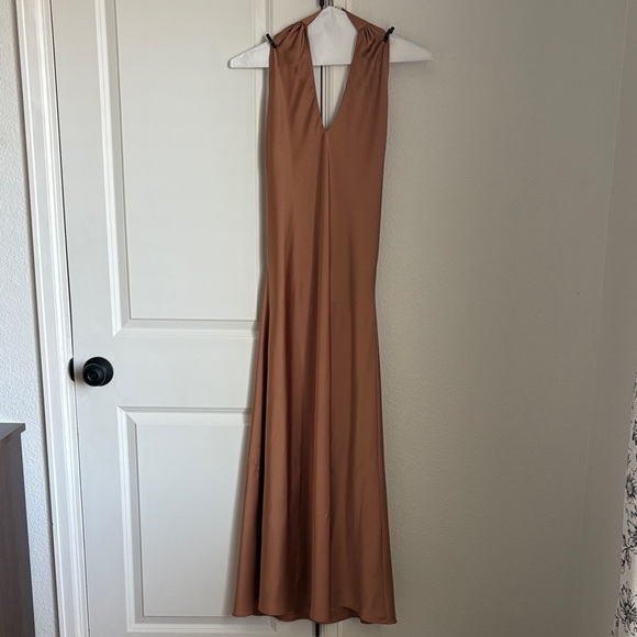 Show Me Your MuMu Strapless Satin Dress in Tan - Picture 4 of 4